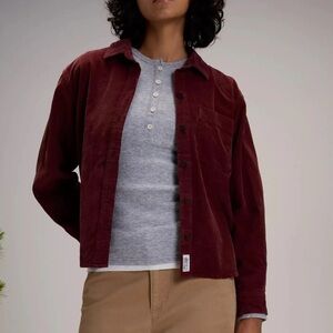 Alpine Design Womens Corduroy Button Up Shirt Red Size Medium